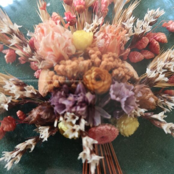 Vtg By Cideart Dry Floral Domed Shape Miniature Hanging Hand Made In Belgium - Picture 3 of 8